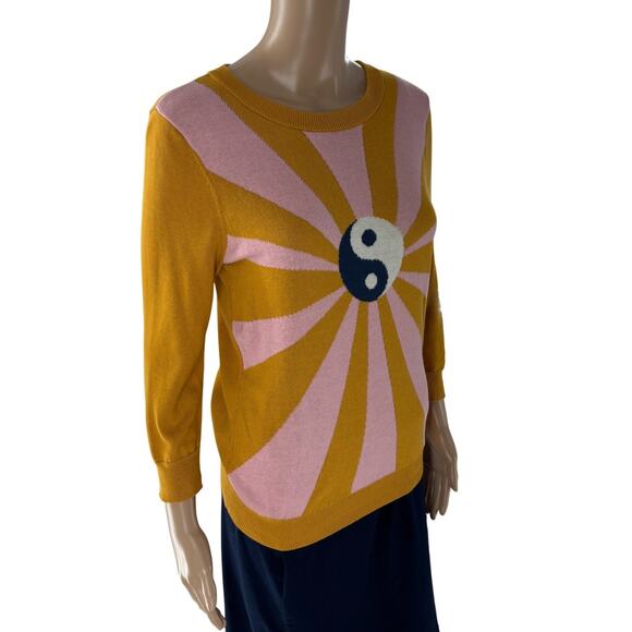 ModCloth Gold Yin Yang Burst Cotton Pullover Sweater - Picture 6 of 11